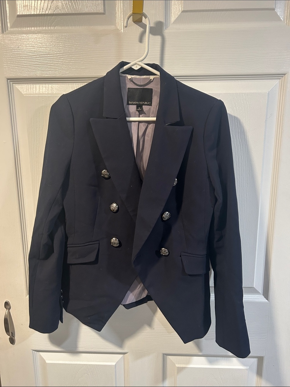 Banana Republic Navy Double-Breasted Pea Coat Blazer